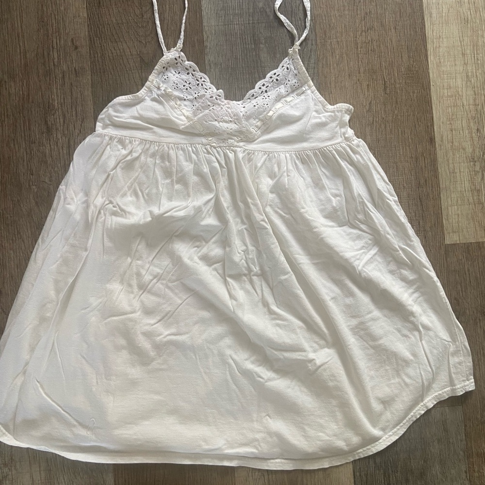 Vintage Victoria Secret White Lace Trim cotton Chemise